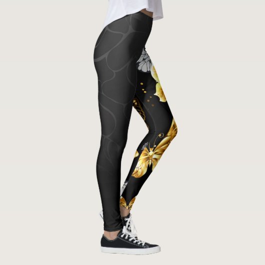 Goud en witte vlinders leggings (Rechts)