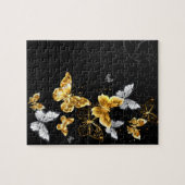 Goud en witte vlinders legpuzzel (Horizontaal)