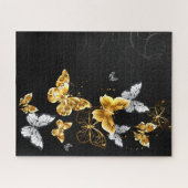 Goud en witte vlinders legpuzzel (Horizontaal)