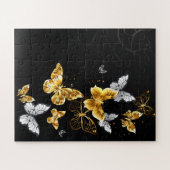 Goud en witte vlinders legpuzzel (Horizontaal)