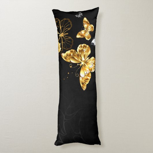 Goud en witte vlinders lichaamskussen (Achterkant (Verticaal))