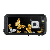 Goud en witte vlinders LifeProof iPhone hoesje (Achterkant (horizontaal))