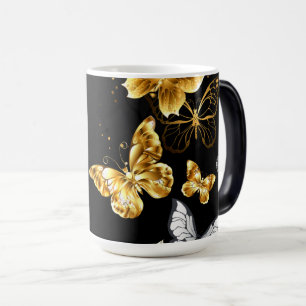 Goud en witte vlinders magische mok