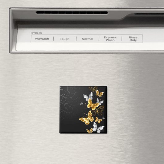 Goud en witte vlinders magneet (Insitu (Vaatwasser))