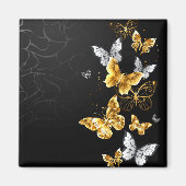 Goud en witte vlinders magneet (Voorkant)