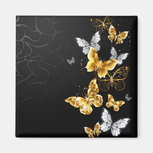 Goud en witte vlinders magneet