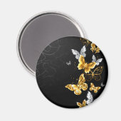 Goud en witte vlinders magneet (Voorkant / Achterkant)