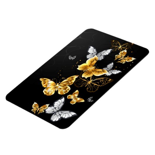 Goud en witte vlinders magneet (Linkerzijde)