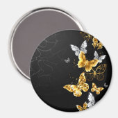Goud en witte vlinders magneet (Voorkant / Achterkant)