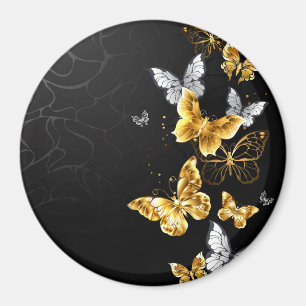 Goud en witte vlinders magneet