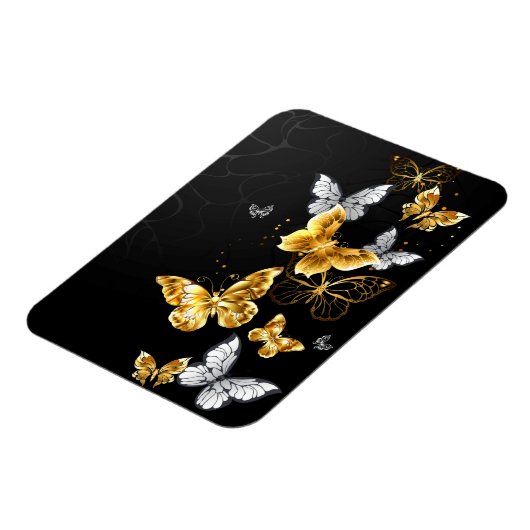 Goud en witte vlinders magneet (Linkerzijde)
