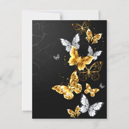 Goud en witte vlinders magnetische uitnodiging (Voorkant)