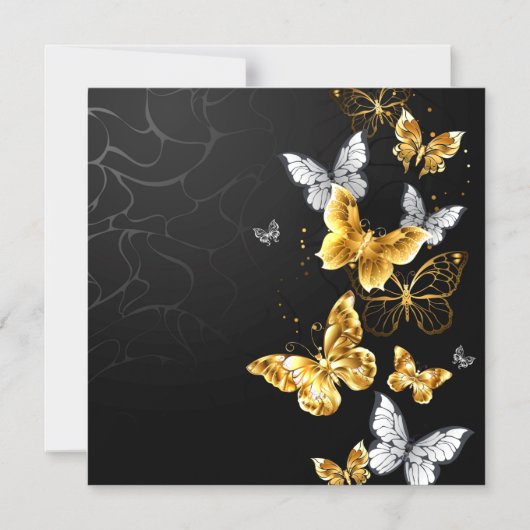 Goud en witte vlinders magnetische uitnodiging (Voorkant)