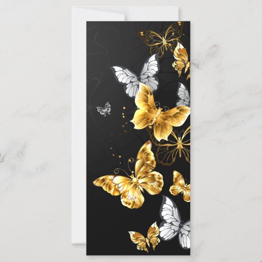 Goud en witte vlinders magnetische uitnodiging (Voorkant)
