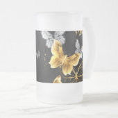 Goud en witte vlinders matglas bierpul (Voorkant rechts)