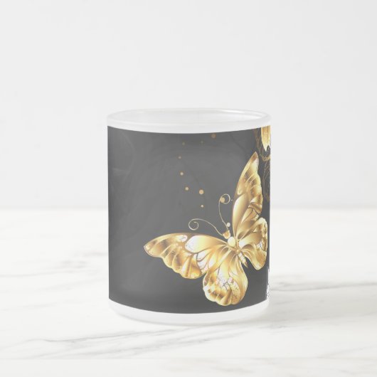 Goud en witte vlinders matglas koffiemok (Center)