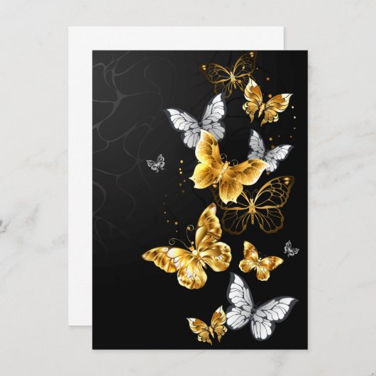 Goud en witte vlinders menu (Voorkant / Achterkant)