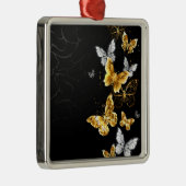 Goud en witte vlinders metalen ornament (Rechts)