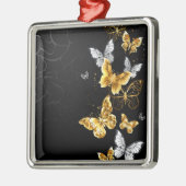 Goud en witte vlinders metalen ornament (Links)