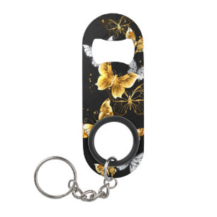 Goud en witte vlinders mini flessenopener