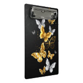 Goud en witte vlinders mini klembord (Schuin)