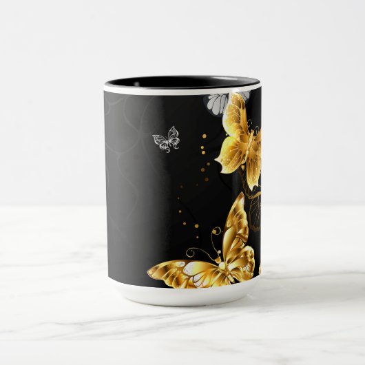 Goud en witte vlinders mok (Midden)