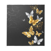 Goud en witte vlinders notitieblok (Voorkant)