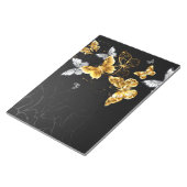 Goud en witte vlinders notitieblok (Schuin)
