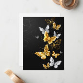 Goud en witte vlinders notitiekaartje (Voorkant / Achterkant in situ)