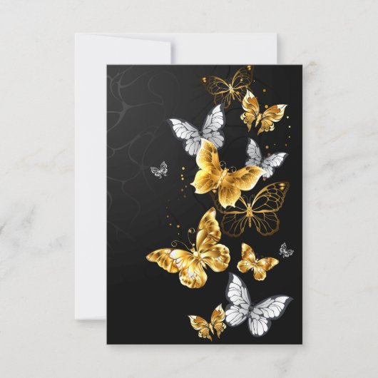 Goud en witte vlinders notitiekaartje (Voorkant)