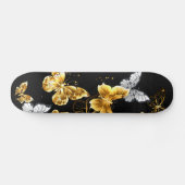 Goud en witte vlinders persoonlijk skateboard (Horizontaal)