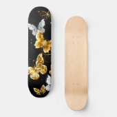 Goud en witte vlinders persoonlijk skateboard (Voorkant)