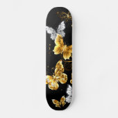 Goud en witte vlinders persoonlijk skateboard (Voorkant)