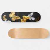 Goud en witte vlinders persoonlijk skateboard (Horizontaal)