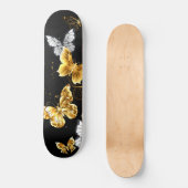 Goud en witte vlinders persoonlijk skateboard (Voorkant)