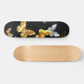 Goud en witte vlinders persoonlijk skateboard (Horizontaal)