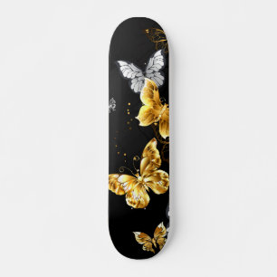 Goud en witte vlinders persoonlijk skateboard