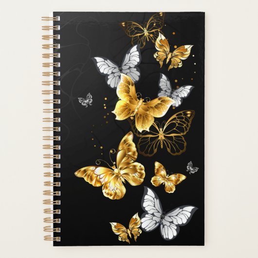 Goud en witte vlinders planner (Voorkant)