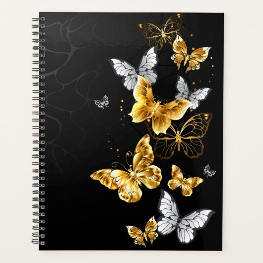 Goud en witte vlinders planner (Voorkant)