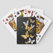 Goud en witte vlinders pokerkaarten (Achterkant)