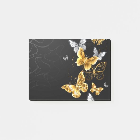 Goud en witte vlinders post-it® notes (Voorkant)