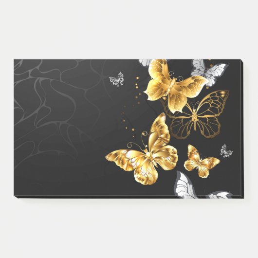 Goud en witte vlinders post-it® notes (Voorkant)