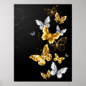 Goud en witte vlinders poster (Voorkant)
