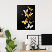 Goud en witte vlinders poster (Thuiskantoor)