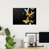 Goud en witte vlinders poster (Thuiskantoor)