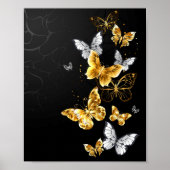 Goud en witte vlinders poster (Voorkant)