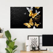 Goud en witte vlinders poster (Thuiskantoor)