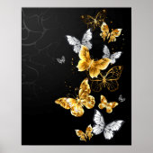 Goud en witte vlinders poster (Voorkant)
