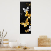Goud en witte vlinders poster (Keuken)