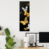 Goud en witte vlinders poster (Thuiskantoor)